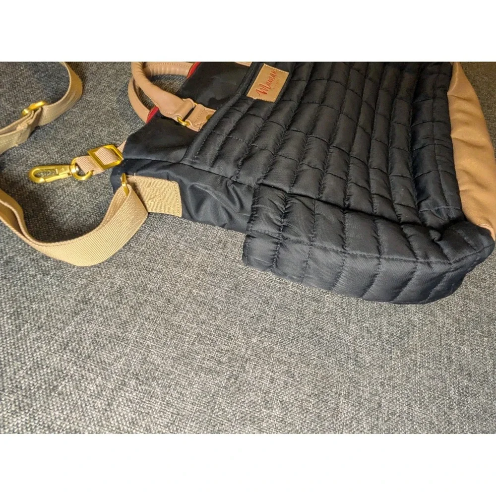 Maman New York Black Beige Quilted Diaper Shoulder Bag Messenger Look Purse